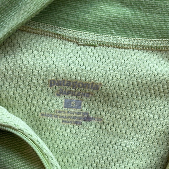 Patagonia Quarter Zip Pullover Green Lightweight Hiking Outdoor Size Small - Picture 7 of 10